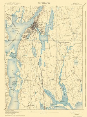 Topographical Map - Fall River Massachusetts Quad - USGS 1893 - Vintage Wall Art