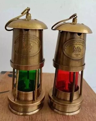 6'' Nautical Brass Lantern 2 Piece Minor Oil Lamp Maritime Ship Lantern