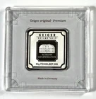 Geiger Edelmetalle 50g .999 Fine Silver Security Line Square Bar in Assay Case