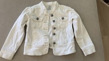 Gap Girl White Cotton Denim Jacket Button Front Pockets Size 4 Years