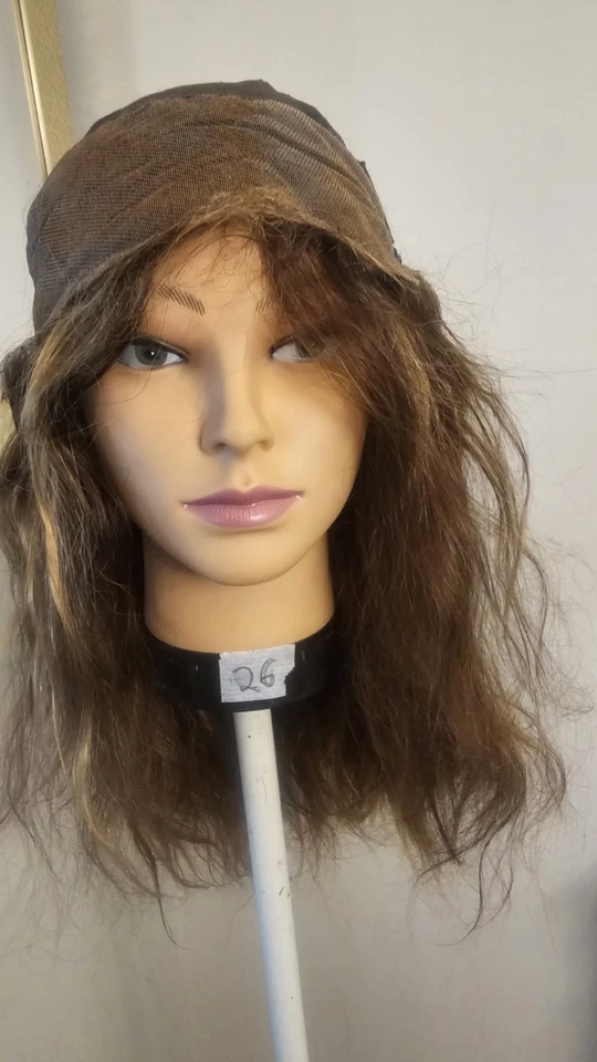 High Quality Top 22" Brown With Ombre Highligh 150% Virgin Human Hair  Lace Wig  - Image 3 of 4