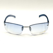 Fashion Rimless Oval Sunglasses Blue Designer Frame Gradient Lenses Y2k 90's