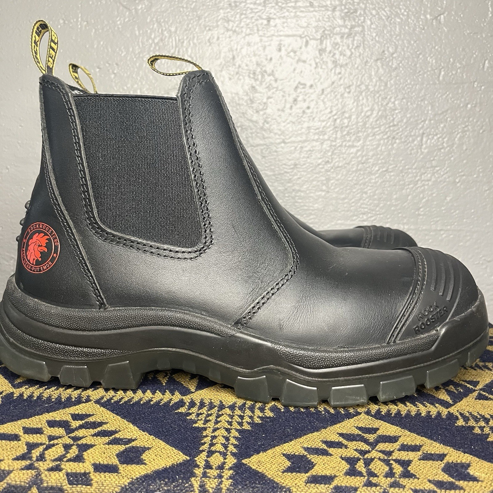 Rockrooster Men’s Size 11 Boots Black 6 Inch Leather Chelsea Steel Toe Work Boot