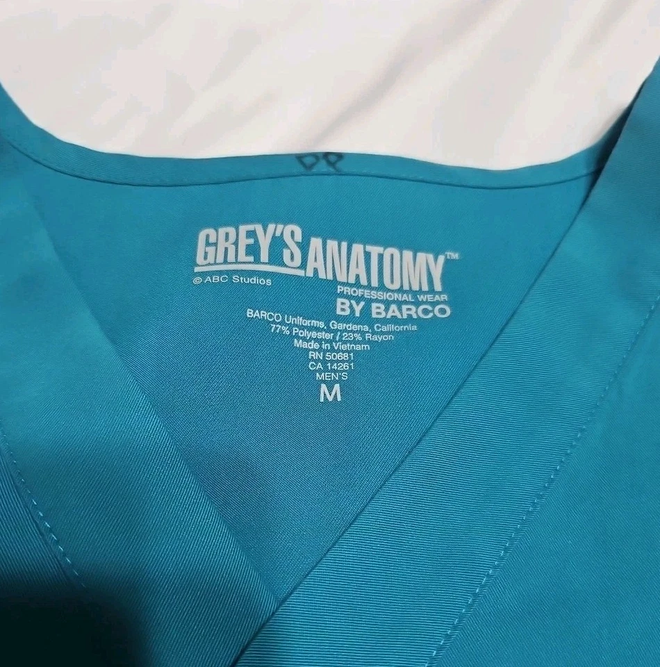 Camisa Médica Exfoliante Para Hombre Grey’s Anatomy By Barco Teal M Mediana MD Activa Foto 4 de 4