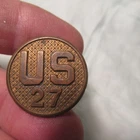 VINTAGE WW2 ERA US MILITARY TUNIC COLLAR DISC PIN 27TH INFANTRY