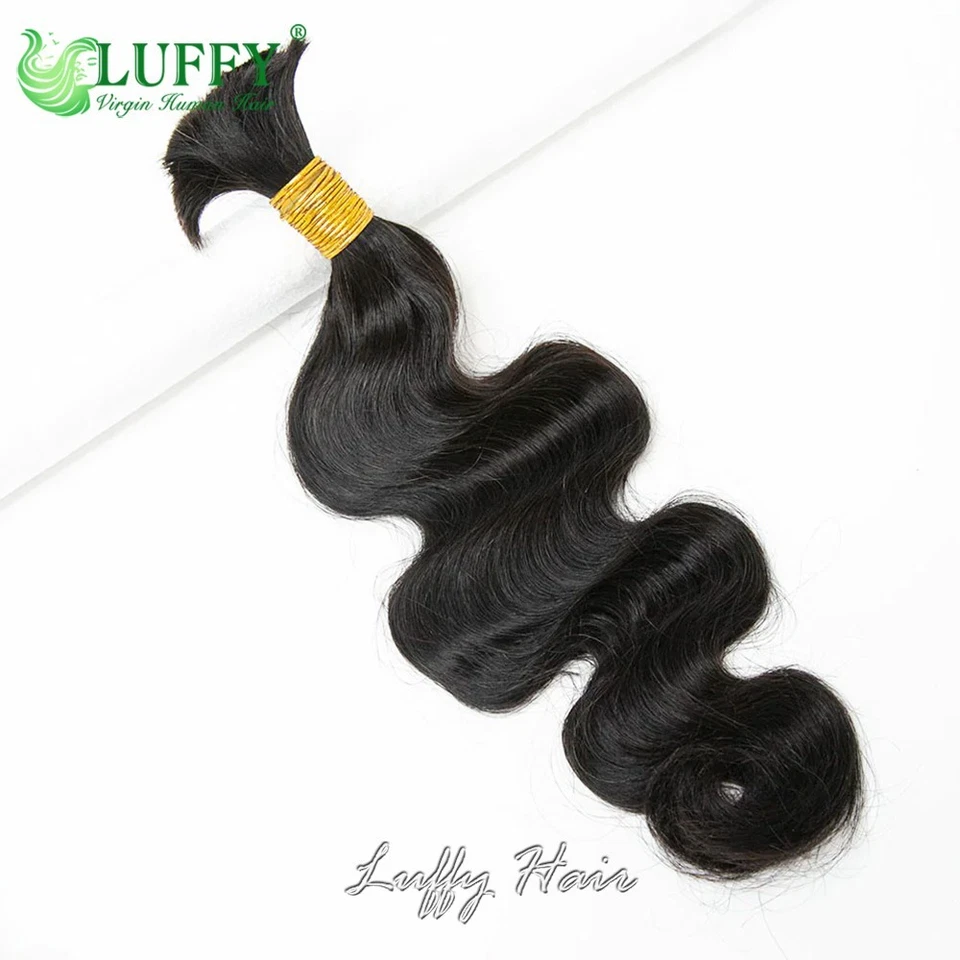 Cabello ondulado corporal a granel 100 % cabello humano Remy para trenzar extensiones trenzas sin trama Foto 3 de 4