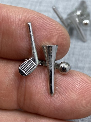 Vintage Anson Golf Club Tee & Ball Silver Tone Cufflinks - Picture 4 of 8