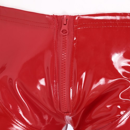 Hombres Brillantes PVC Cuero Boxer Calzoncillos Ropa Interior Club Nocturno Pantalones Cortos Látex Cremallera Bolsa - Imagen 16 de 34