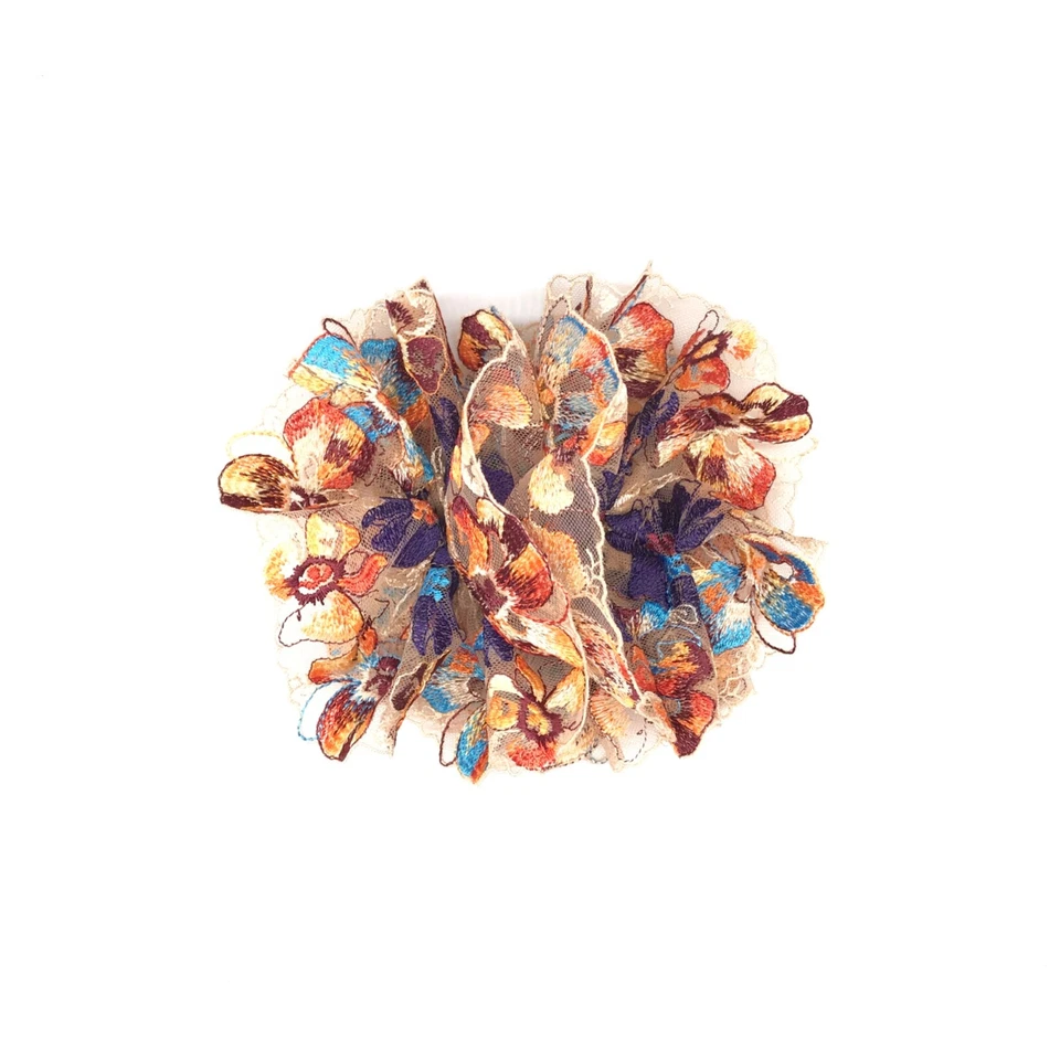 Daria L Floral Scrunchies Bordado Scrunchies Encaje Cola de Caballo Soportes De Gran Tamaño  Foto 4 de 4