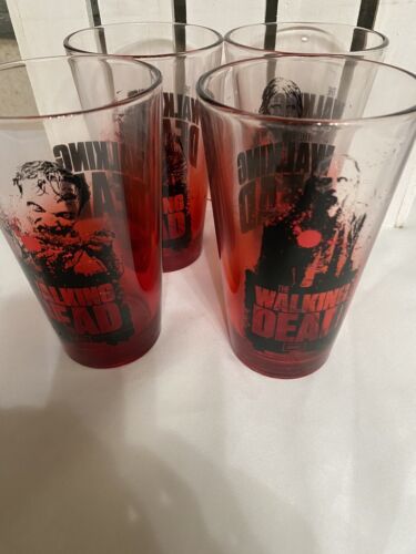 Walking Dead Glass Set 4 Pack Pint 16 oz Zombies 2013 AMC - 第 1/3 張圖片