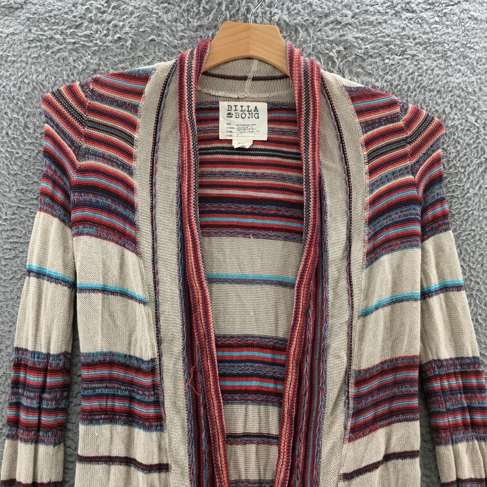 Cárdigan suéter Billa Bong frente abierto para mujer S multicolor beige tejido a rayas Foto 2 de 4