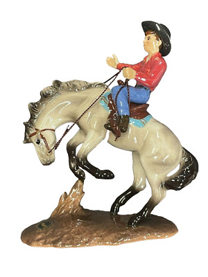 5-inch-tall Hagen Renaker Bucking Bronco with Rider - Retired