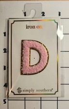 Letter "D" Patch Pink Glitter Edge Embroidered Chenille Iron on Alphabet