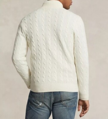 $168 Polo Ralph Lauren Men Cable-Knit Wool-Cashmere 1/4 Zip