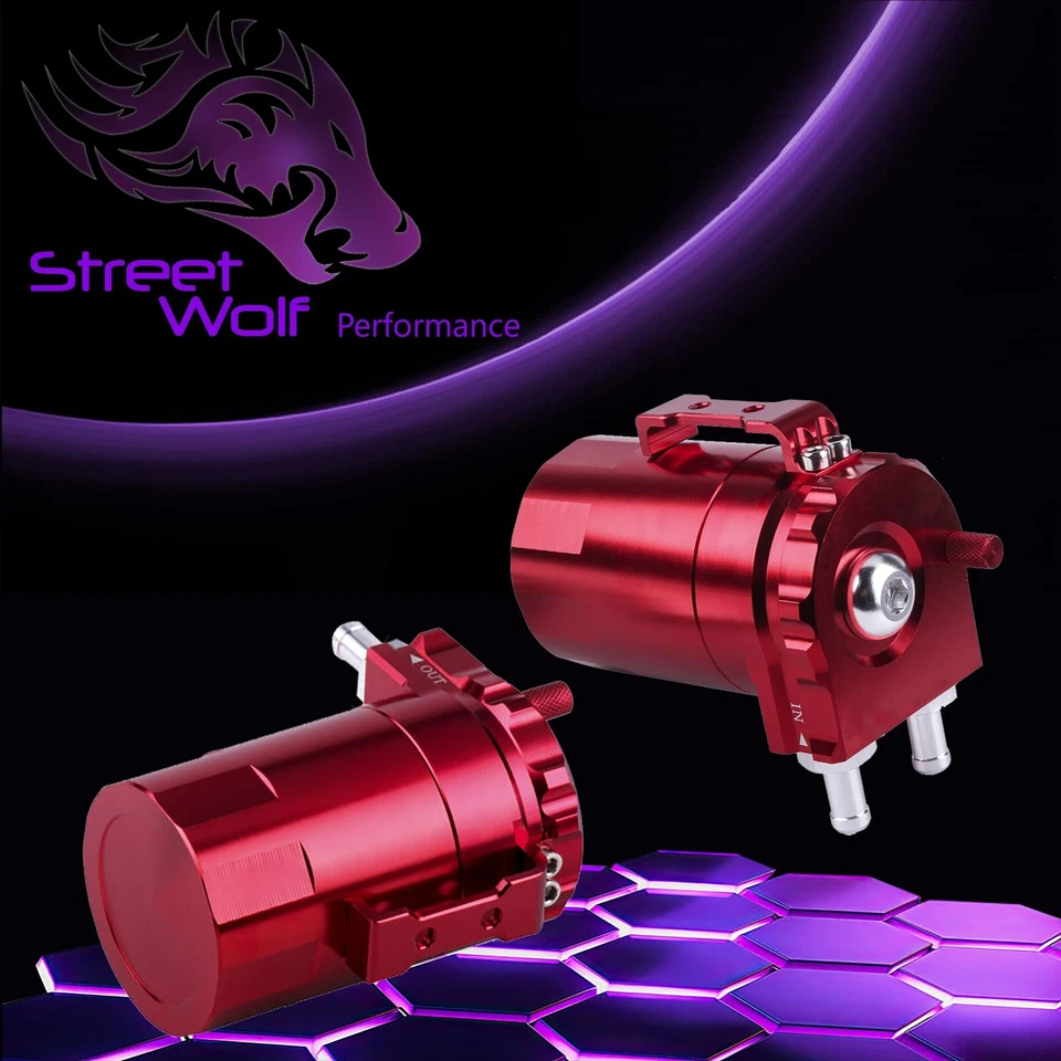 Oil Catch Can Reservoir Baffled Tank Breather Universal Red Fits Suzuki - Image 4 of 4