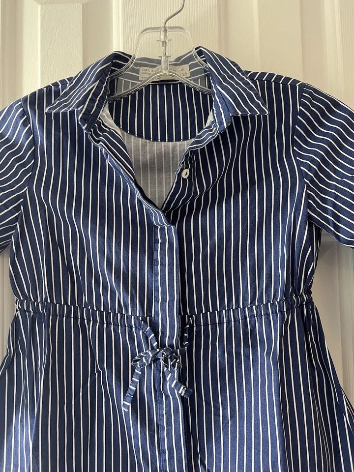 Vestido de Verano Zara Niñas Colección Informal Algodón Azul Blanco Rayas Talla 6 Foto 2 de 4