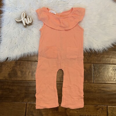Homegrown in La Baby Girls Ruffle Jumpsuit Sleeveless Romper Orange Size 3T