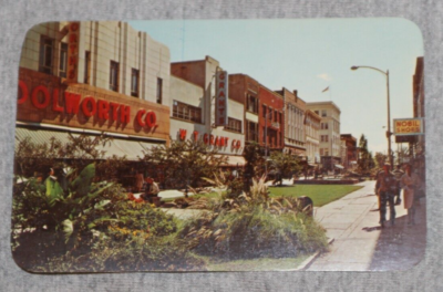 #ad Vintage Postcard: The Mall Kalamazoo MI Woolworth W.T. Grant Nobil Shoes $2.54