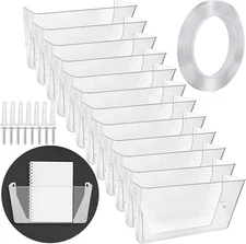 12 Pcs Plastic Single Pocket Wall Mount File Holder with Double Sided Adhesive T