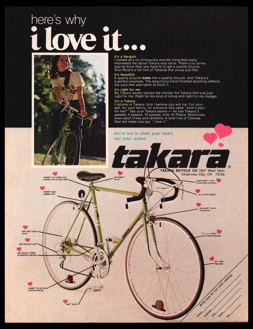 1977 Takara OK City-Vintage ORIGINAL Bike/Bicycle Print ad/mini poster-1970's