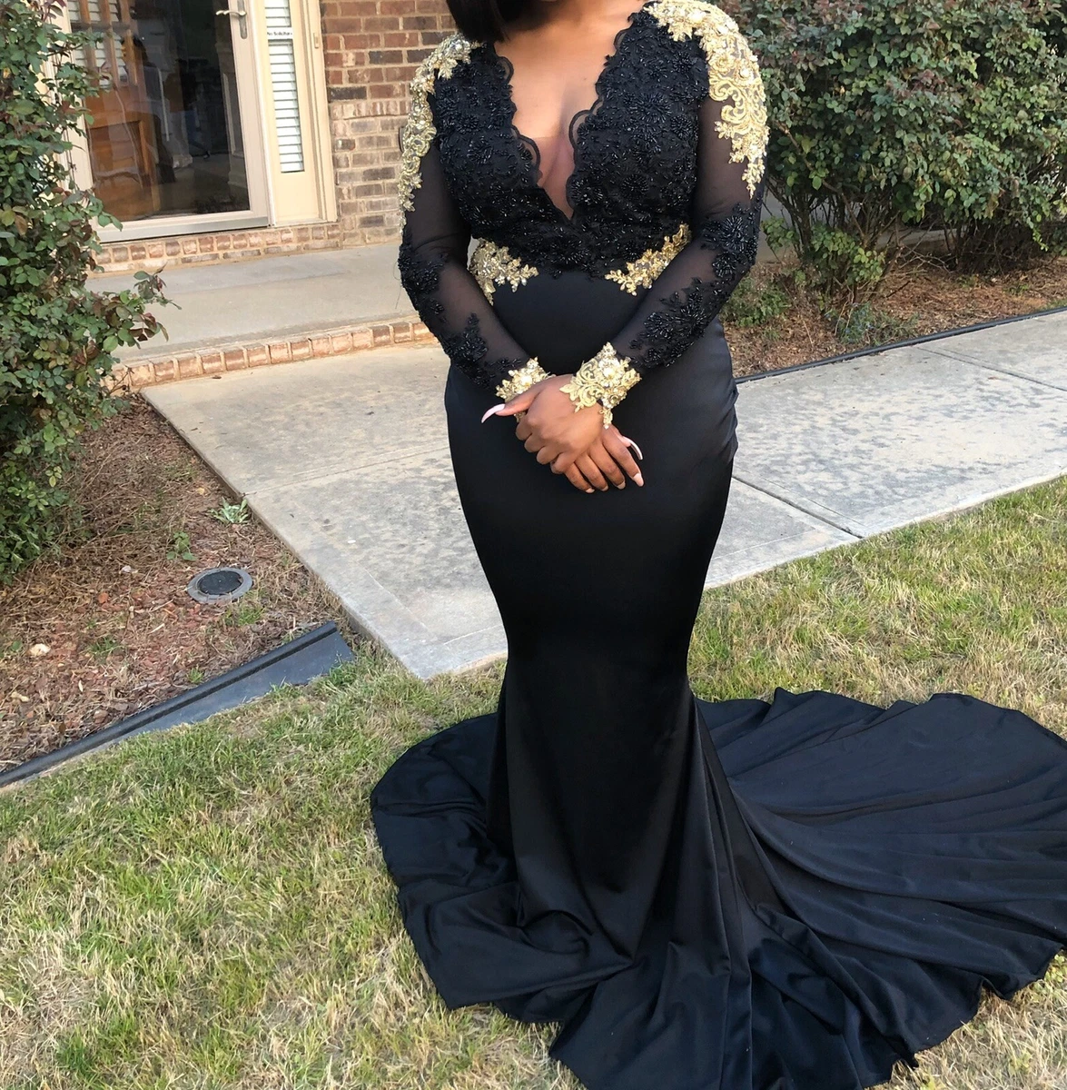 Prom dresses 2019 hotsell black and gold