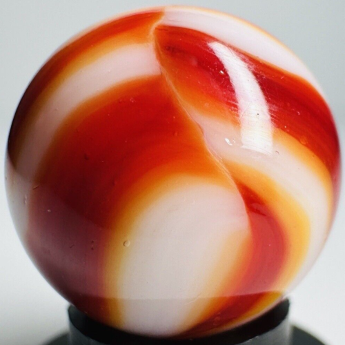 Peltier Ruby Bee Red Pinched Zebra .57" NLR Rainbo Vintage Marbles Collection - Foto 1 di 23
