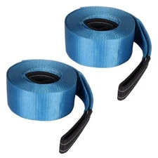 Pair 4" x 30' Heavy Duty Recovery Winch Tow Loop Strap 4x4 Rope Chain Towing Tow