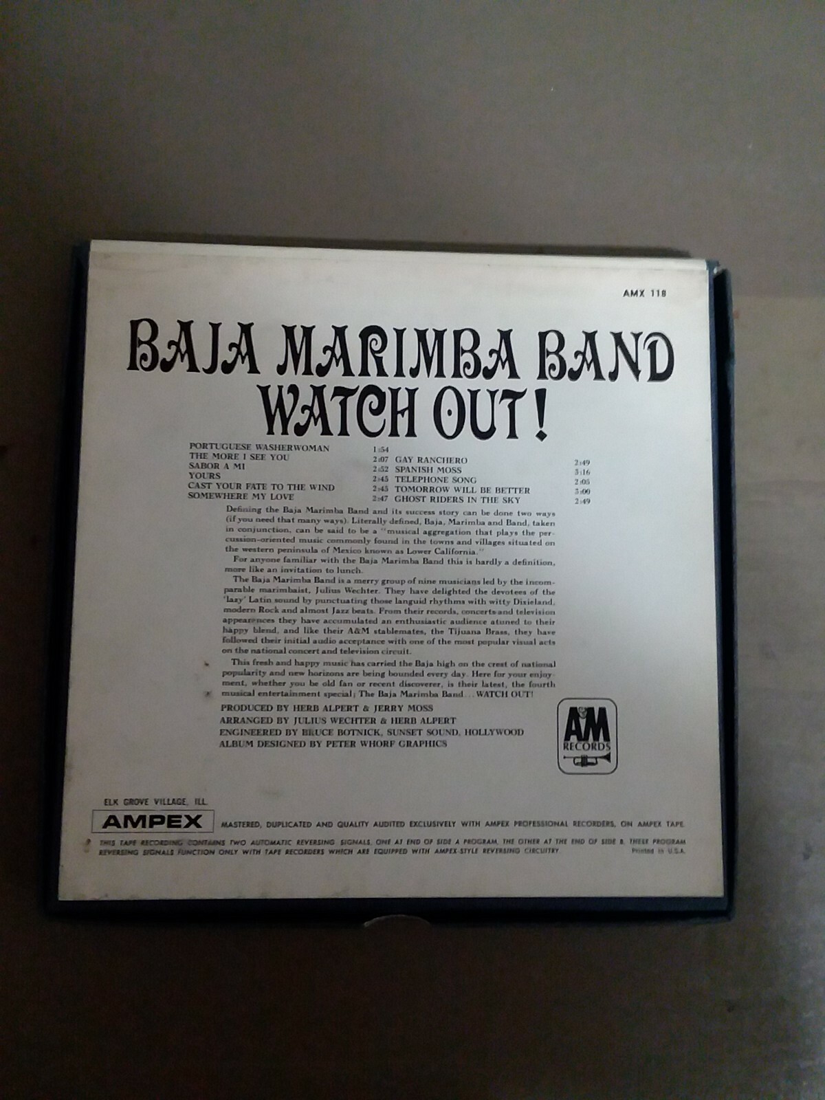 BAJA MARIMBA BAND 4 TRACK 3 3/4 IPS STEREO REEL TO REEL WATCH OUT eBay