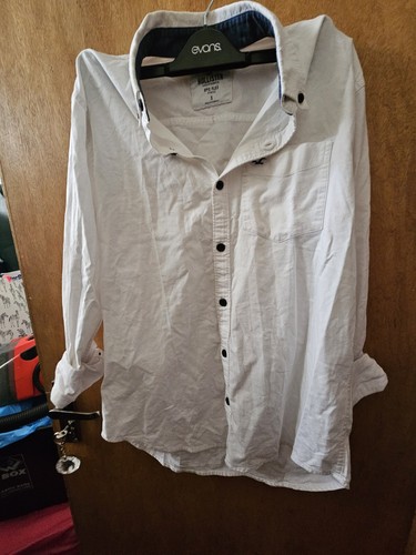 Hollister Epic Flex langärmliges Stretch-Baumwollhemd für Herren weiß Größe S neu mit Etikett