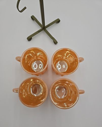 Fire King Anchor Hocking Kimberly Peach Lustre Mugs Cups Vtg Avocado Mug Stand - Picture 5 of 10