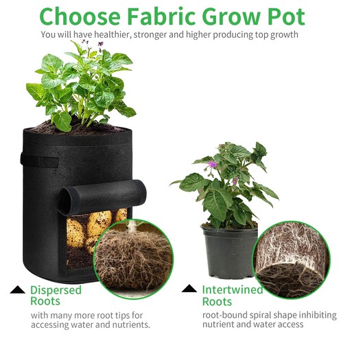 4 Pack Potato Grow Bags 5 Gallon with Flap Heavy Duty Fabric with Handle and ... - Picture 5 of 7