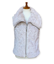 Fever Women's Fussy Cream Faux Fur Vest Zip Up Collared Small