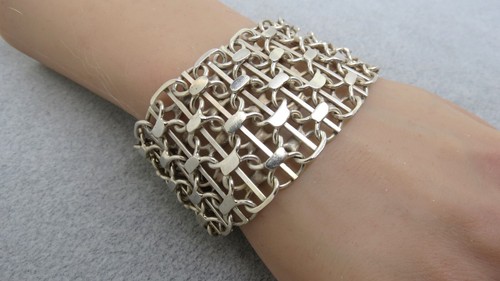 Heavy Sterling Silver Chain Bracelet 110.5 Grams 1.5" WIDE 8" Long Safety Levers - Picture 5 of 8