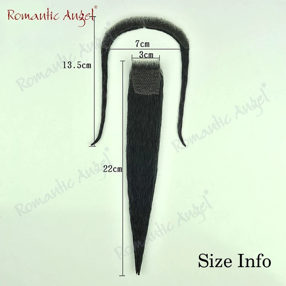 100% cabello humano hecho a mano alta calidad barba negro/blanco bigote/bigote Foto 3 de 4