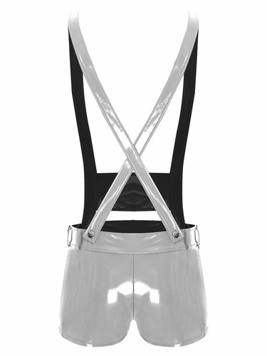 Men's Shiny Metallic Boxer Shorts Overalls Bodysuits Sleeveless Leotard Costumes - Picture 34 of 54
