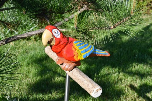 Keramik Gartenstecker Dekoration Statue Papagei Vogel H15cm Midene Handgefertigt - Bild 4 von 13