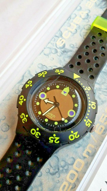 Swatch Scuba 200 Shamu Black Wave SDB102 1992 Working Battery for sale  online | eBay