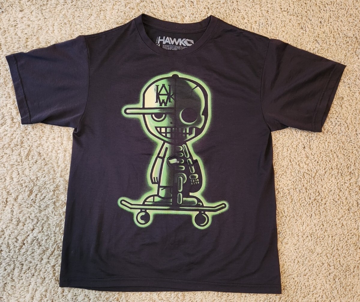 Tony Hawk Boy's Black Glow In The Dark Graphic T-Shirt Size Medium