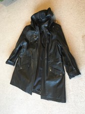 Madeleine, Black Leather Jacket, Size 20, With Detachable Hood