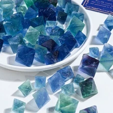 100g/Lot Natural Blue Fluorite Octahedron Crystal Mineral Crystal Healing US
