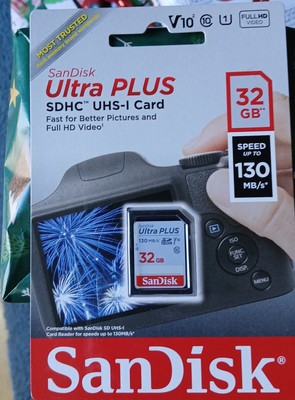 SanDisk Ultra Plus SDHC-l Card 32 GB , Speed up to 130 MB/s* New / Unopened.