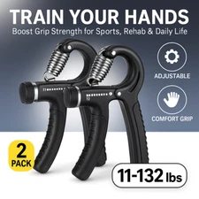 2-Pack Hand Grip Strengthener Adjustable 11–132lbs Forearm Exerciser for Men
