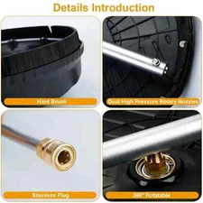 15in Power Washer Surface Cleaner High Pressure Flat Surface Cleaner 4000PSI Dis