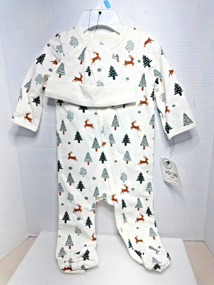 FOCUS Baby Boy 6M Woodland Creature Bodysuit Organic Cotton 2piece NWT