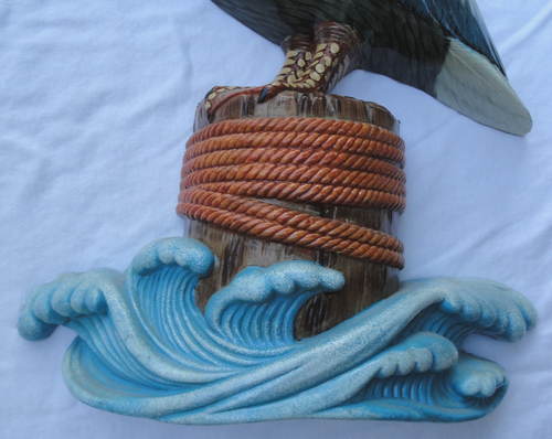 Pelican Sea Bird On Pole 17" tall Wall Mount Sculpture Plaque Nautical Decor - Picture 4 of 9