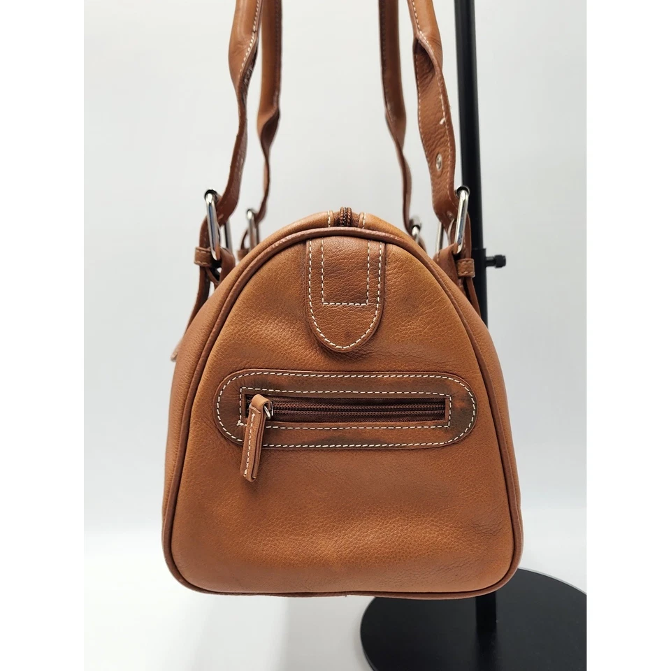 Tignanello Genuine Leather Bag Purse Double Handle Multi Compartments Tan Brown - Image 3 of 4