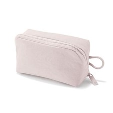 MUJI Wrinkle Nylon Wide Opening Pouch Small Plam Size Light Pink NEW in JAPAN