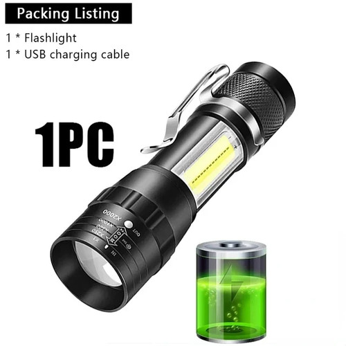 USB Rechargeable Mini Flashlight (COB+XPE) - 3 Modes, Zoomable - Picture 11 of 34