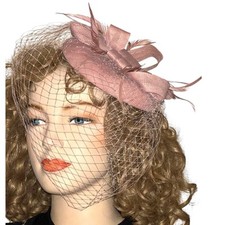 Vintage Cocktail Party Church Headwear Feather Hair Fascinator Derby Veiled Hat