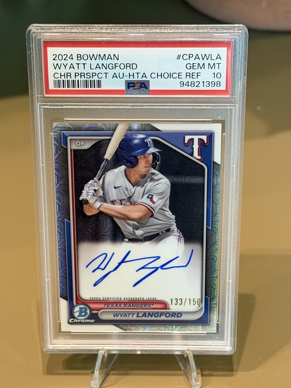 2024 Bowman - Chrome Prospect Auto Wyatt Langford #CPA-WLA HTA Choice /150 GEM!